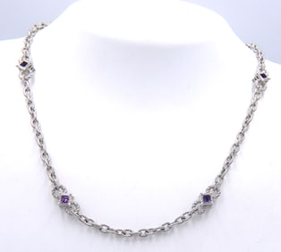 925 Sterling silver Judith Ripka Amethyst necklace