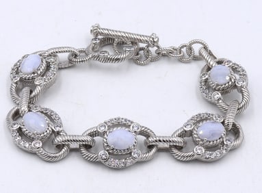 925 Sterling silver Judith Ripka Blue Chalcedony toggle clasp bracelet