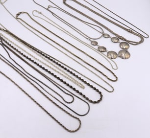 Group lot of vintage 925 sterling silver necklaces
