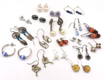Group lot of vintage 925 sterling silver earrings