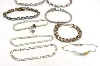 Group lot of Vintage 925 sterling silver bracelets