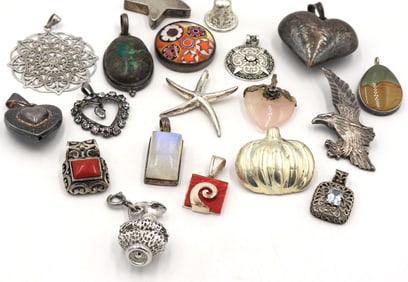 Group lot of Vintage 925 sterling silver pendants