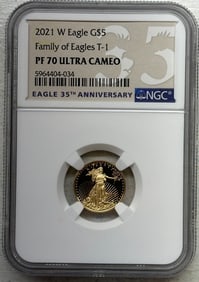 2021 W Eagle G$5 Family of Eagles T-1 PF 70 Ultra Cameo NGC Holder