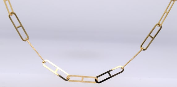14kt Yellow gold Fancy Paperclip chain necklace