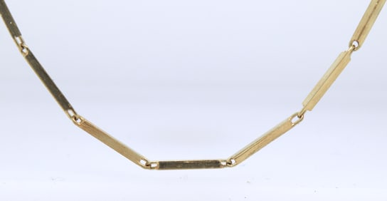 14kt Yellow gold Bar link chain necklace