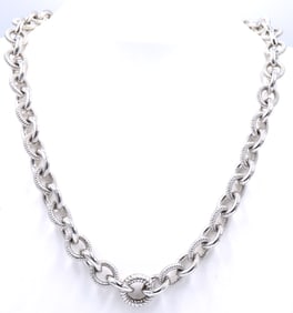 925 Sterling silver Judith Ripka circle link necklace