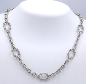 Judith Ripka 925 sterling silver link necklace with charm