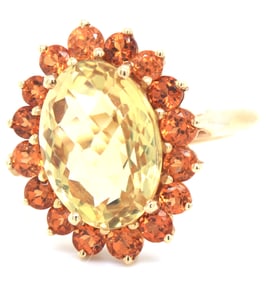 14kt Yellow gold Yellow lemon and citrine flower style ring