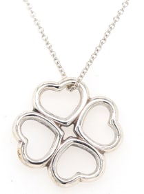 Tiffany & Co Heart Clover pendant on chain necklace