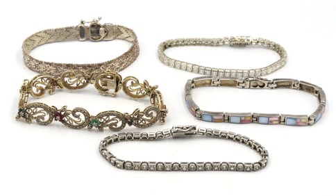 Group lot of Vintage 925 sterling silver bracelets