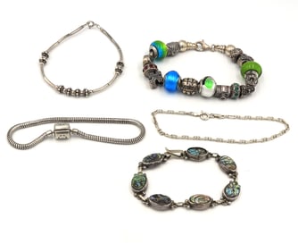 Group lot of 5 Vintage 925 sterling silver bracelets