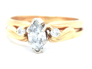 14kt Yellow gold marquise diamond ring