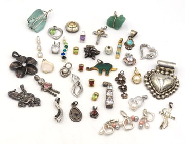 Group lot of vintage 925 sterling silver pendants
