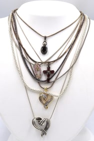 Group lot of  vintage 925 sterling silver necklaces