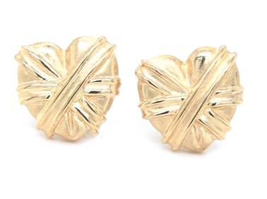 14kt Yellow gold Wrapped heart stud earrings