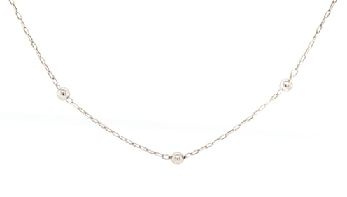 18kt White gold adjustable chain necklace with bead stations