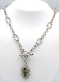 Judith Ripka Citrine and sapphire pendant necklace