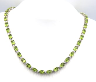 925 Sterling silver Peridot tennis necklace