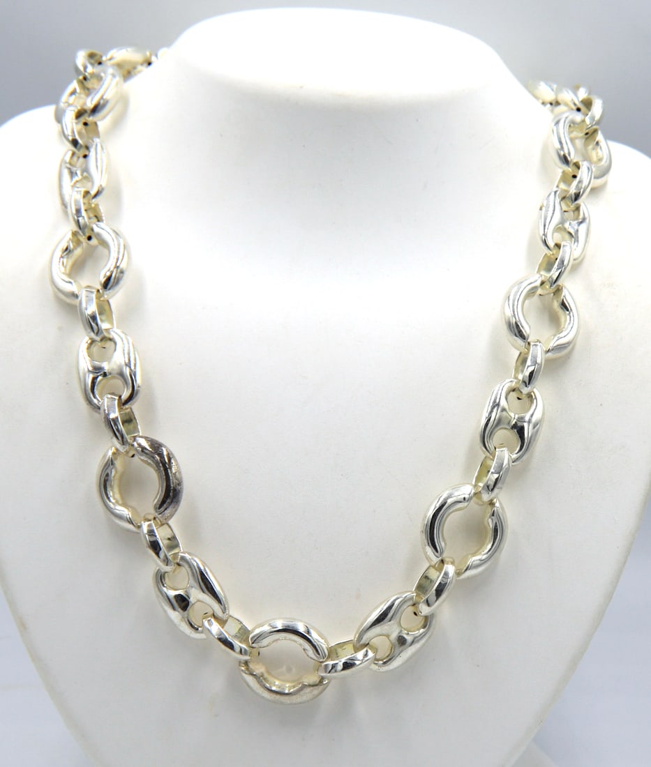 925 Sterling silver fancy link necklace (1 of 5)