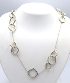Vintage 925 sterling silver square link necklace