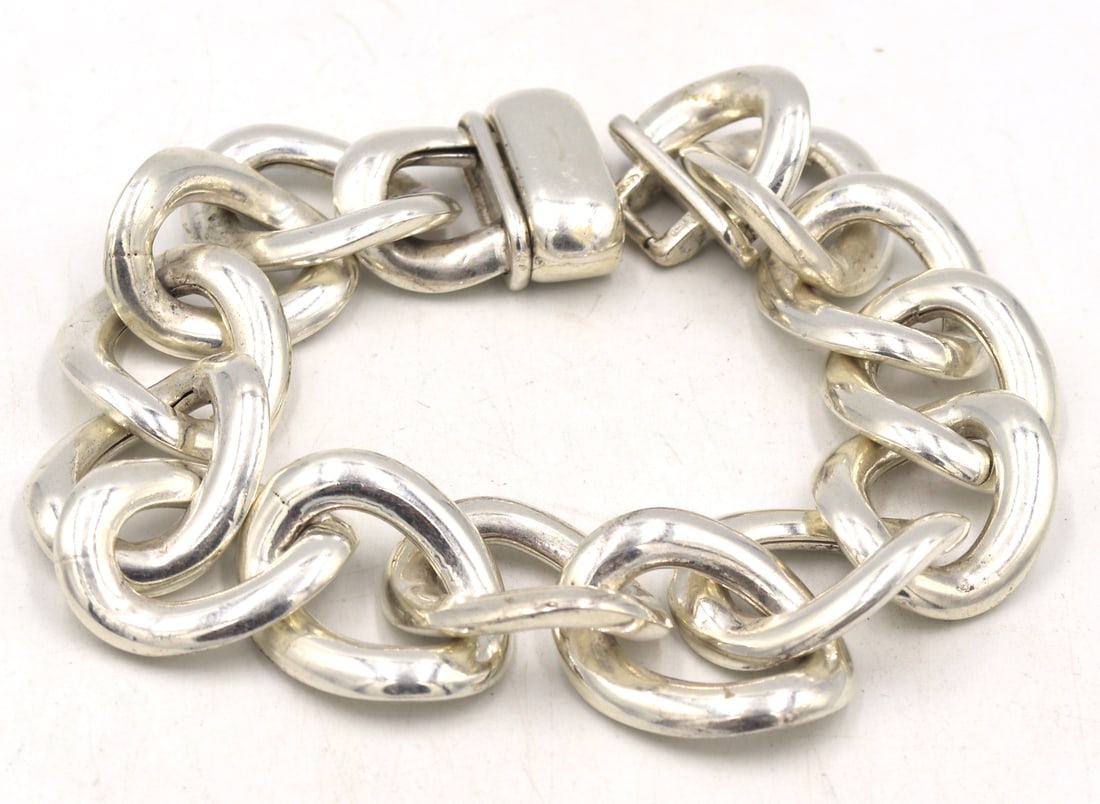 925 Sterling silver fancy link bracelet (1 of 3)