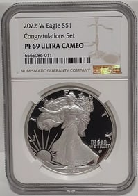 2020-W Eagle $1 Congratulation Set PF70 NGC Ultra Camo Silver Coin