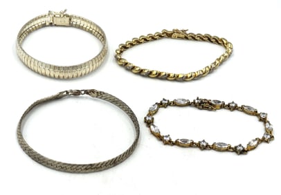 Group lot of 4 Vintage 925 sterling silver bracelets
