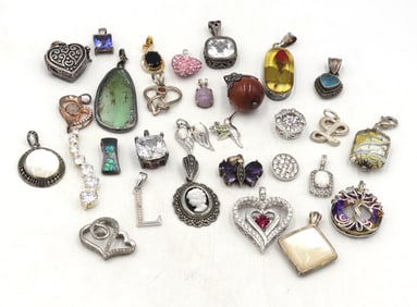 Group lot of Vintage 925 sterling silver pendants