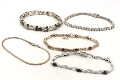 Group lot of 5 Vintage 925 sterling silver bracelets