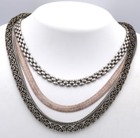 Group lot of Vintage 925 sterling silver 3 necklaces