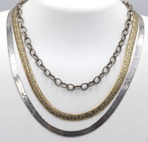 Group lot of  Vintage 925 sterling silver 3 necklaces