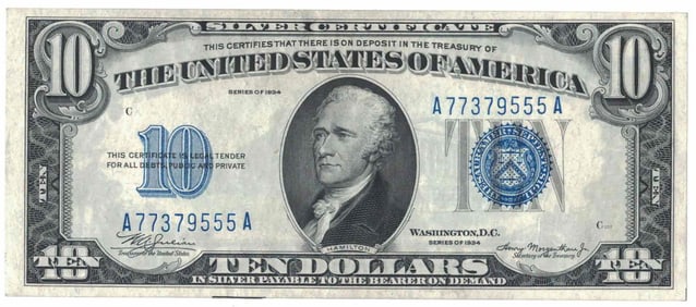 1934 Series $10 Dollar Blue Seal Note