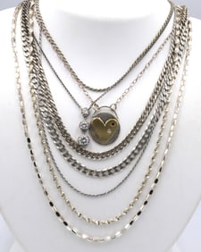 Group lot of 8 Vintage 925 sterling silver necklaces