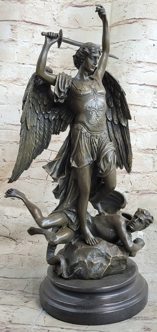 Good vs Evil Angel Striking Devil Bronze Sculpture (1 of 9)