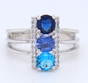 Sterling Silver Blue Spinel Ring