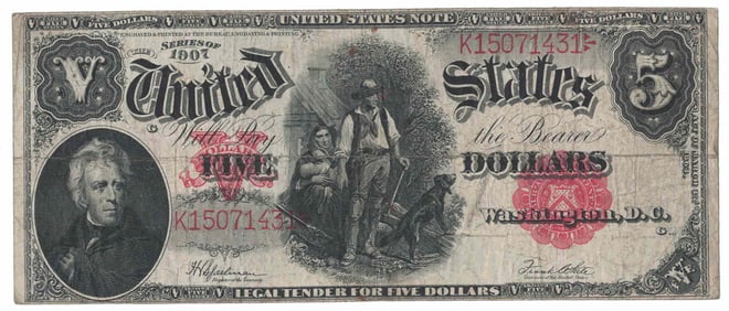 1907 Large Size $5 Series of Woodchopper US Note