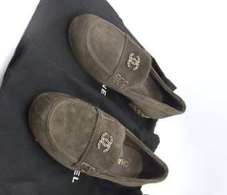 New Chanel Green Suede Shoes