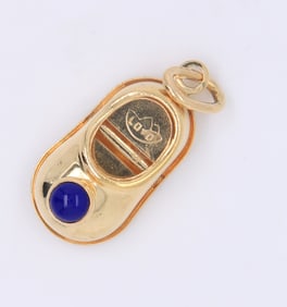 Cute 18kt Yellow Gold Lapis Baby Shoe