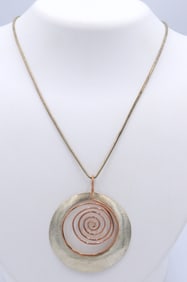 Vintage 925 Sterling Silver Round Circle Pendant on Chain Necklace