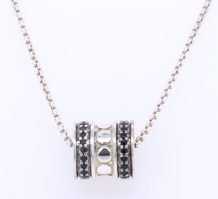 Trendy John Hardy Dot Sterling Silver Roller Pendant on Chain Necklace