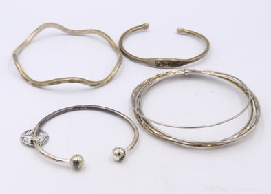 Group Lot of Vintage 925 Sterling Silver Bangles