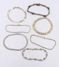 Group Lot of 7 Vintage 925 Sterling Silver Bracelets