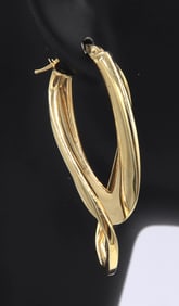 Stunning Yellow Gold Twisted Fancy Hoop Earrings