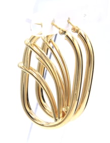 Favorite Oval Fancy Hoop Earrings in Yellow Gold