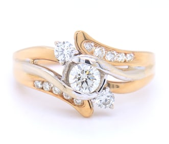 Handsome Yellow Gold approximate 0.60ctw Diamond Bypass Ring