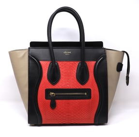 Celine Bulhide Calfskin Micro Black Red Luggage Purse