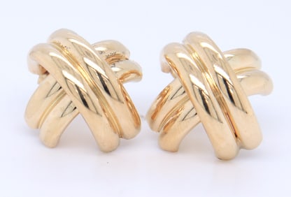 Charming Yellow Gold Knot X Earrings