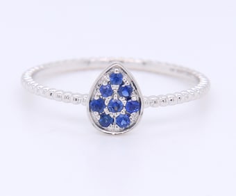18kt White Gold Bony Levy Multi Blue Sapphire in Pear Shaped Ring
