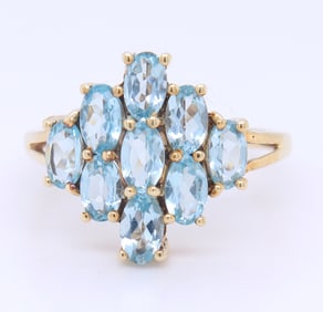 10KT Yellow Gold Blue Topaz Ring