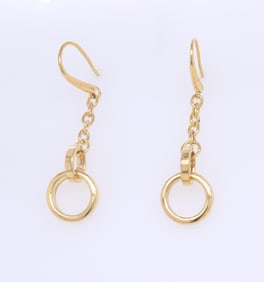 18kt SuperOro Circle Dangle Earrings